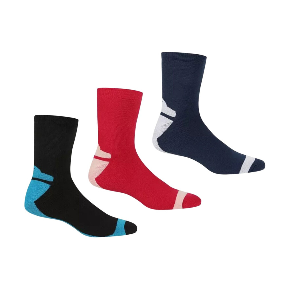 (6 UK-8 UK, Black/Cherry Pink/Navy) Regatta Womens/Ladies Boot Socks