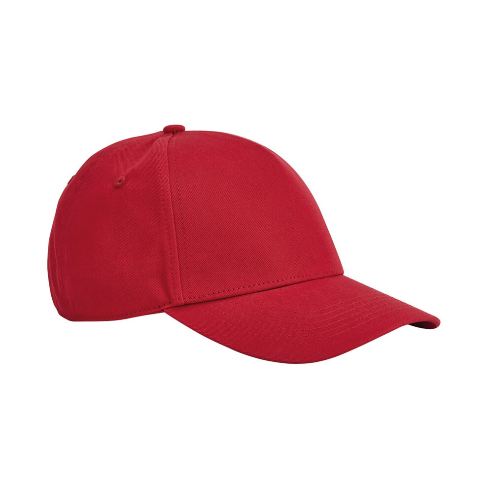 (One Size, Classic Red) Beechfield Classic Organic Cotton 5 Panel Baseball Cap-image-OPC-PF5WCB9-NEW