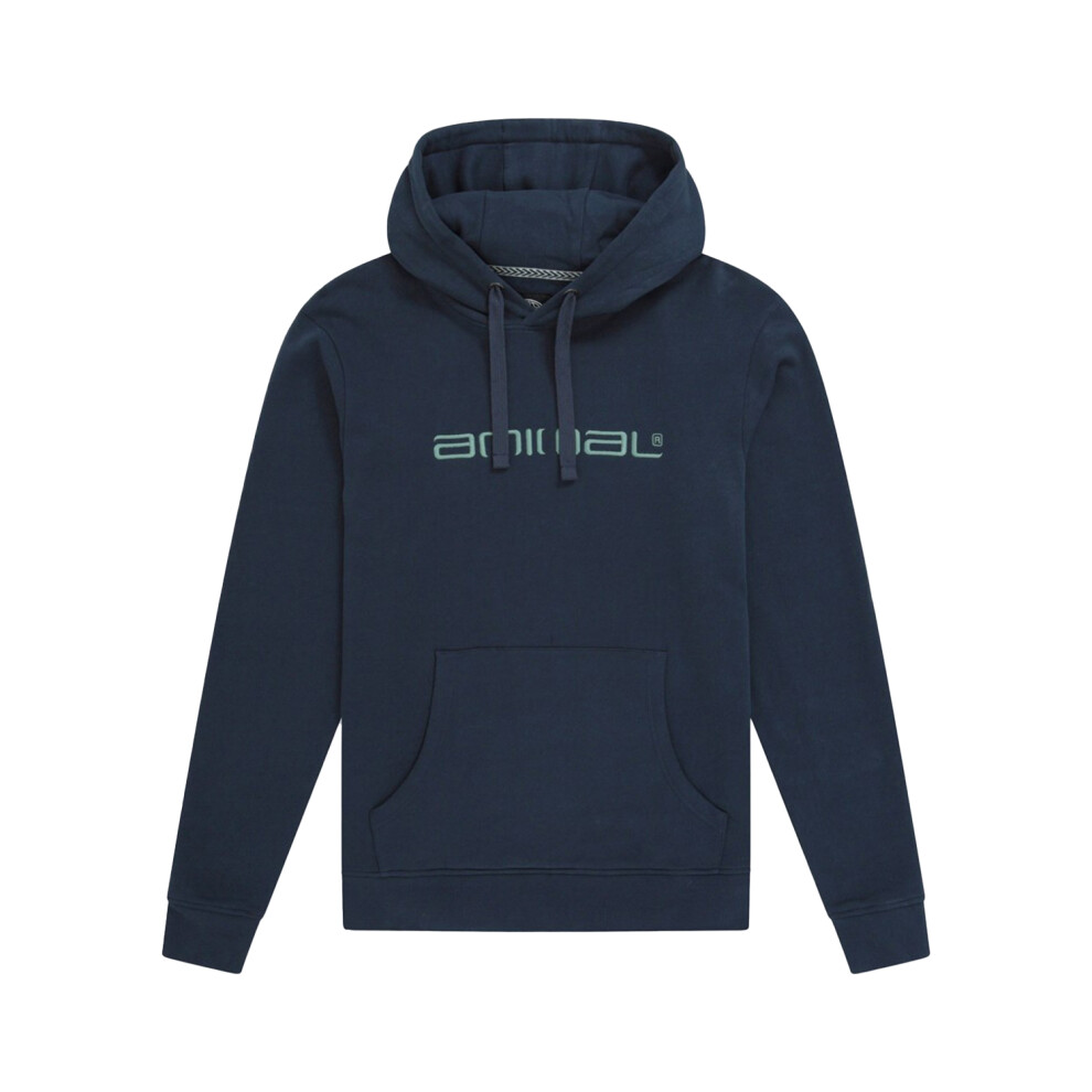 (L, Navy) Animal Mens Driver Logo Organic Hoodie