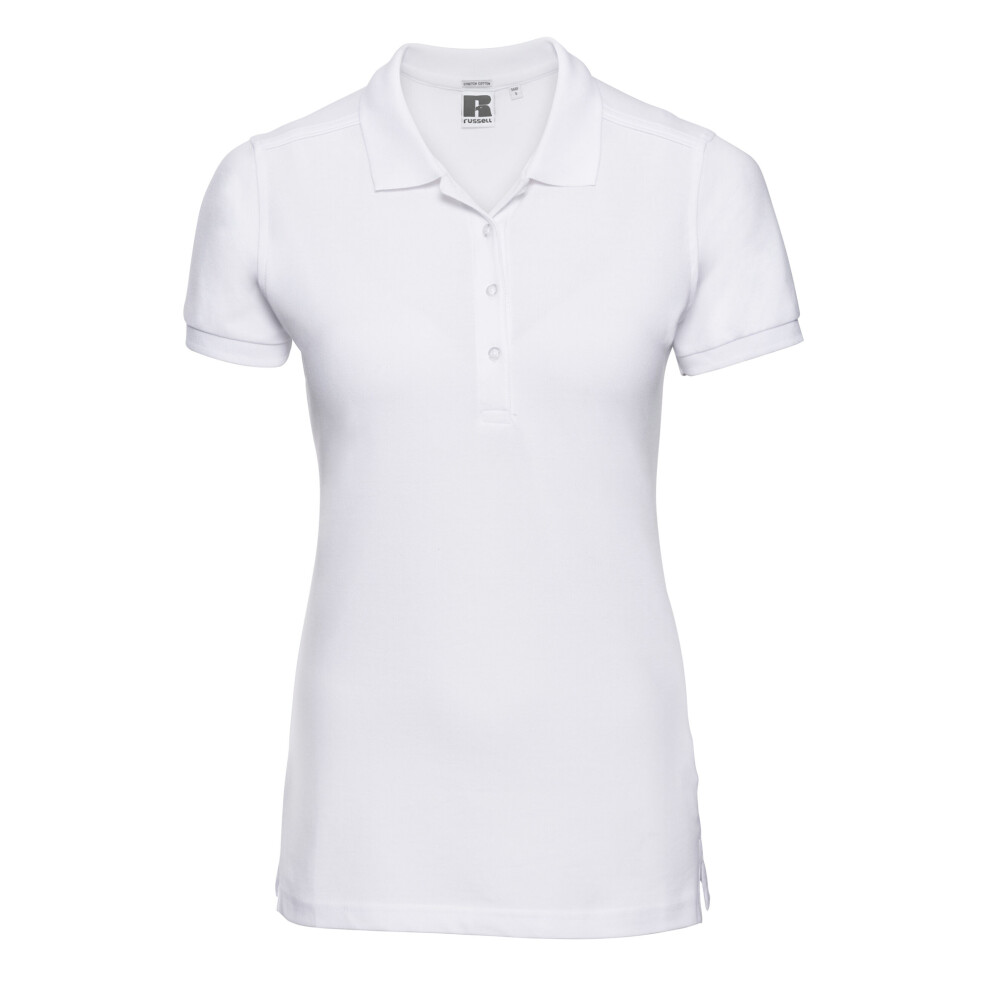 (XL, White) Russell Womens/Ladies PiquÃ© Stretch Polo Shirt