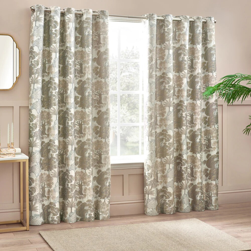 (229cm x 229cm, Natural) Wylder Woodlands Jacquard Floral Eyelet Curtains-image-OPC-PF5WNNS-NEW