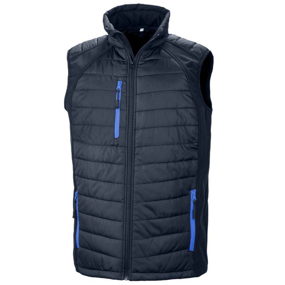 (3XL, Navy/Royal Blue) Result Genuine Recycled Unisex Adult Compass Softshell Padded Gilet