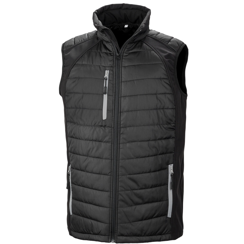 (XL, Black/Grey) Result Genuine Recycled Unisex Adult Compass Softshell Padded Gilet