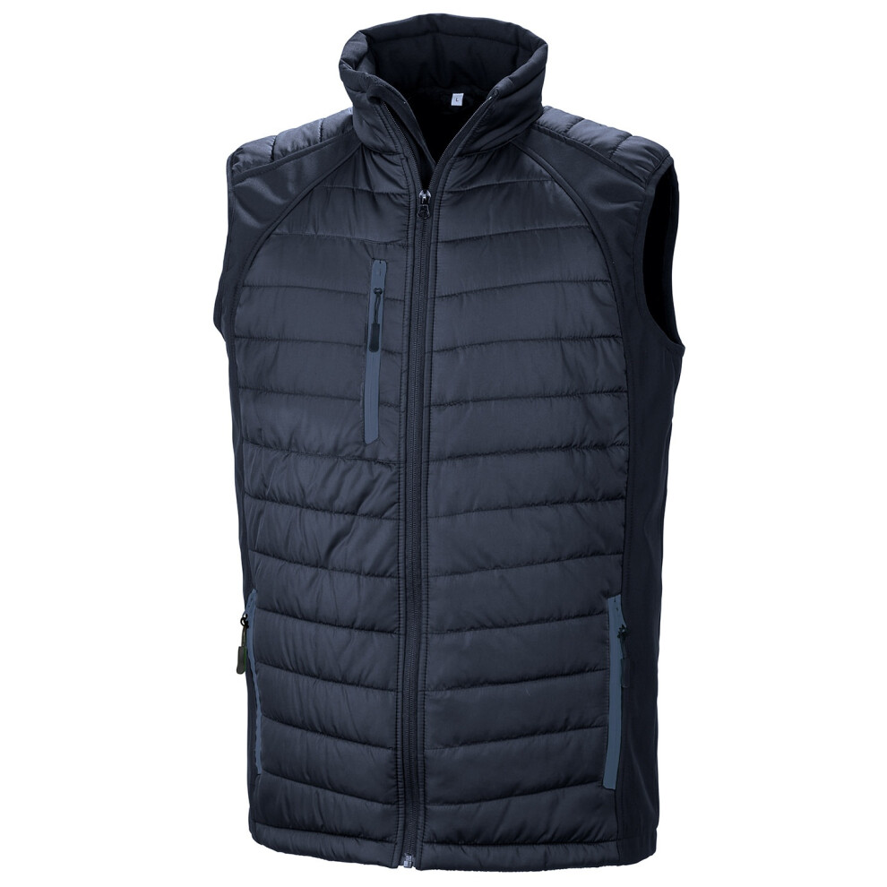 (M, Navy) Result Genuine Recycled Unisex Adult Compass Softshell Padded Gilet