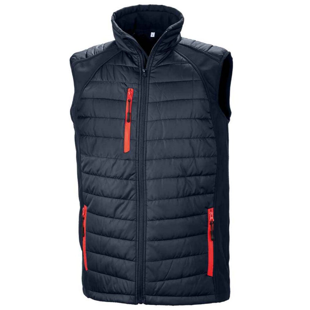 (XL, Black/Red) Result Genuine Recycled Unisex Adult Compass Softshell Padded Gilet