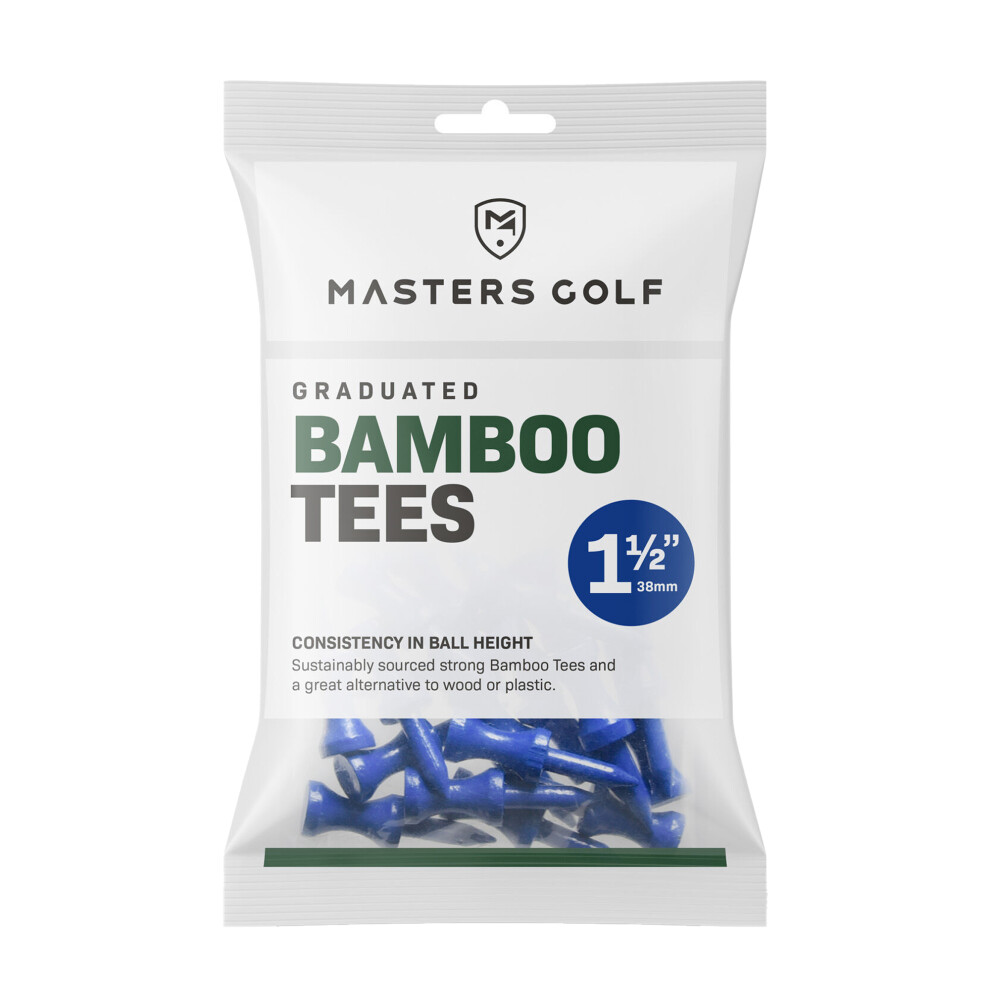 (38mm, Blue) Masters Bamboo Graduated Golf Tees (Pack of 25)