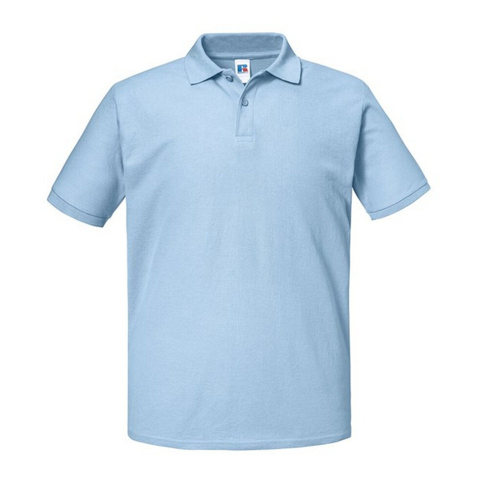 (M, Sky) Russell Mens Authentic Eco Polo Shirt