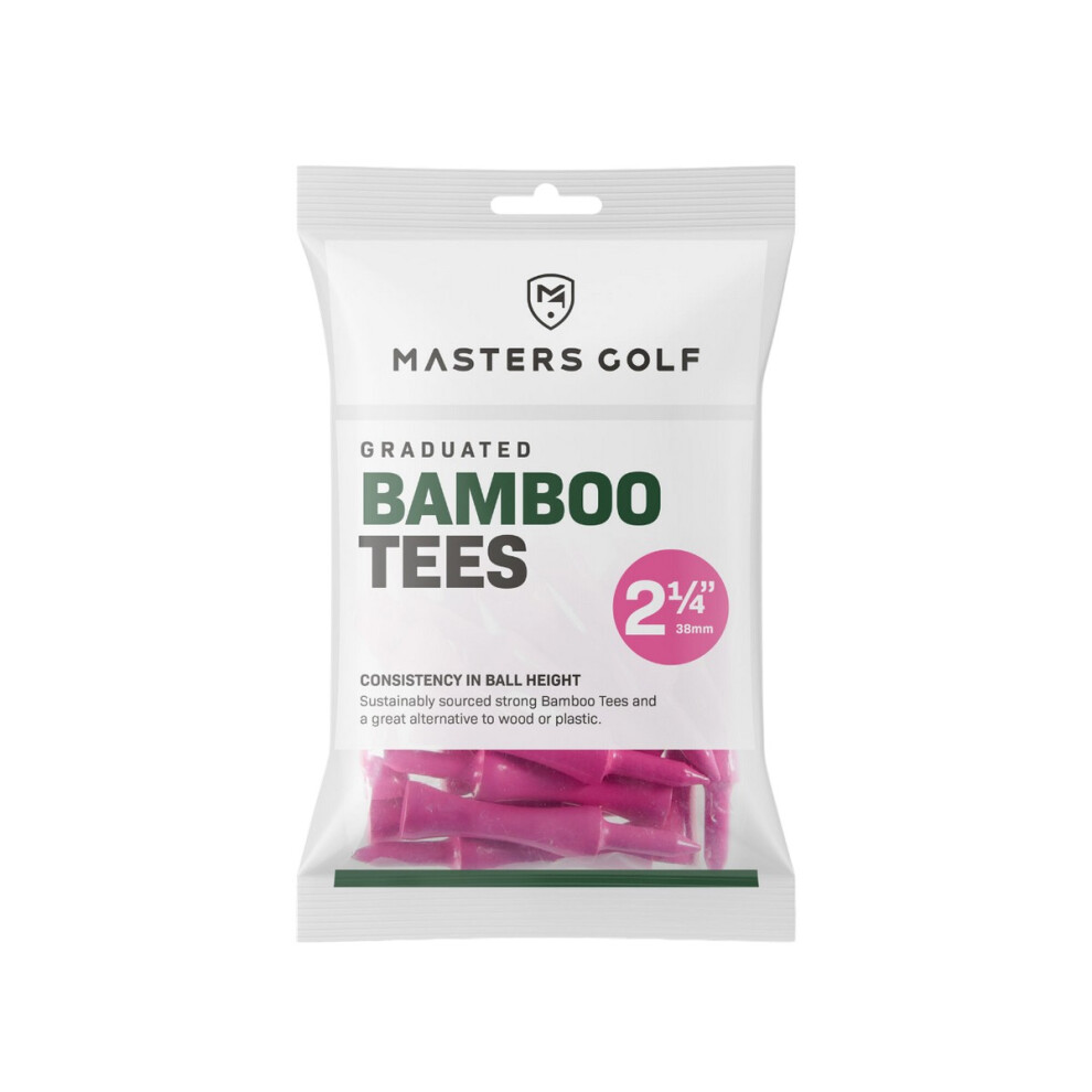 (57mm, Pink) Masters Bamboo Graduated Golf Tees (Pack of 20)