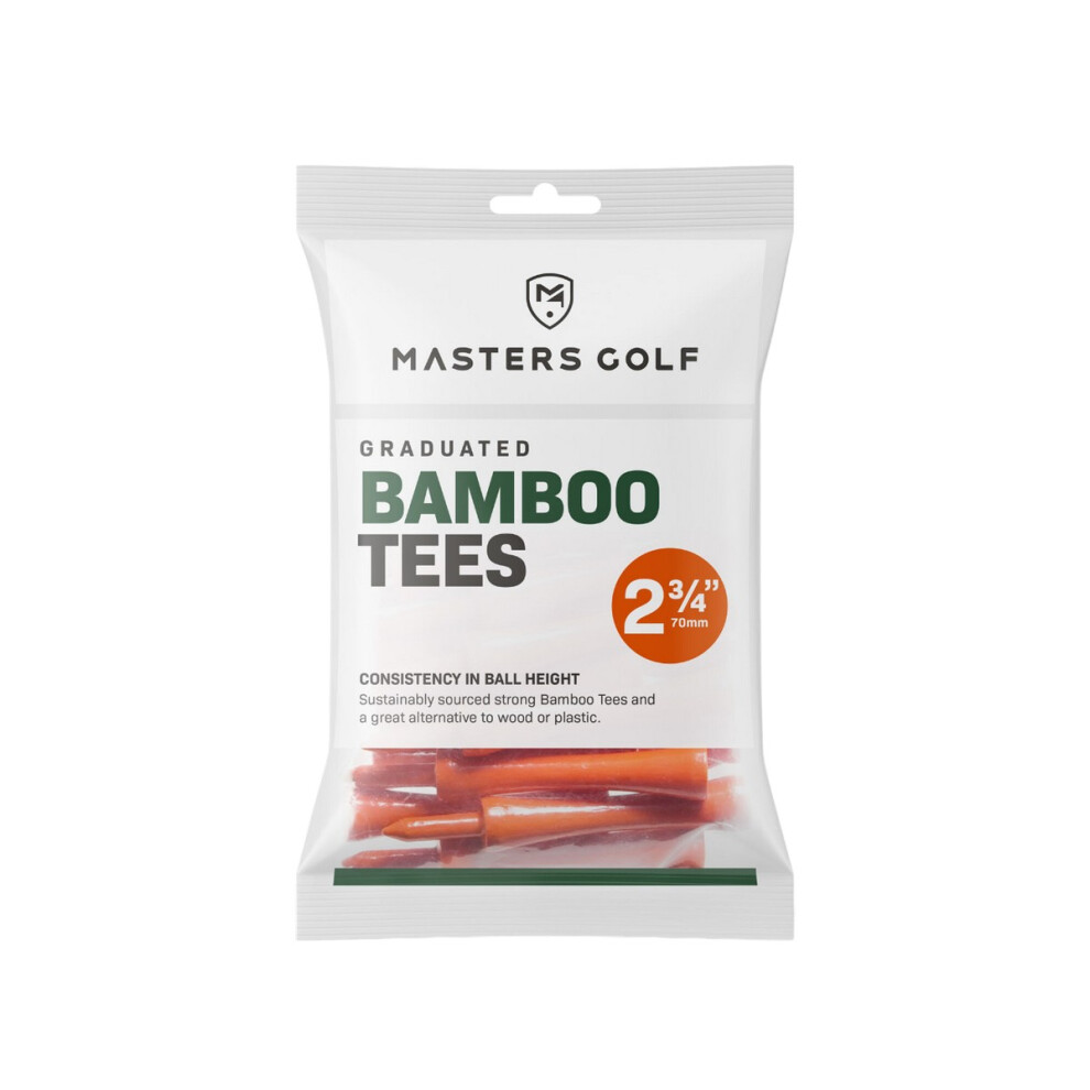 (70mm, Orange) Masters Bamboo Graduated Golf Tees (Pack of 20)