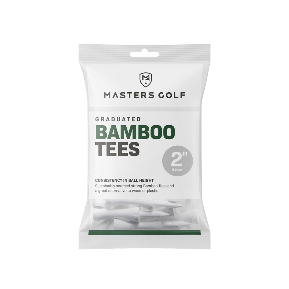 (51mm, White) Masters Bamboo Graduated Golf Tees (Pack of 20)