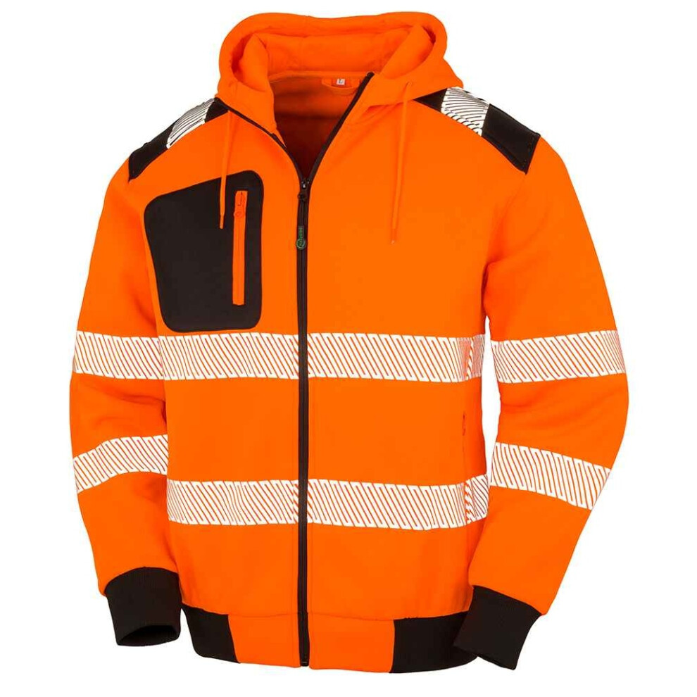 (3XL, Fluorescent Orange) Result Genuine Recycled Unisex Adult Robust Safety Full Zip Hoodie