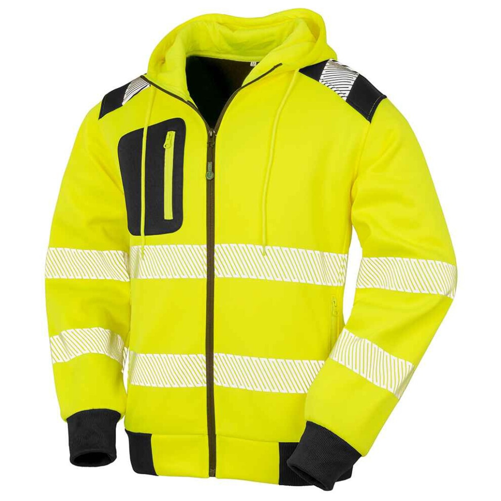 (S, Fluorescent Yellow) Result Genuine Recycled Unisex Adult Robust Safety Full Zip Hoodie