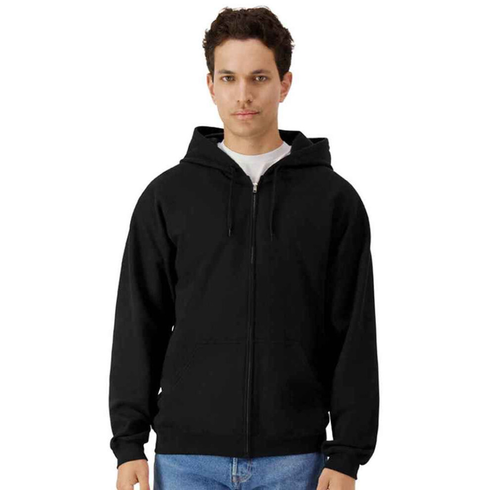 (M, Black) Gildan Mens Softstyle Midweight Full Zip Hoodie