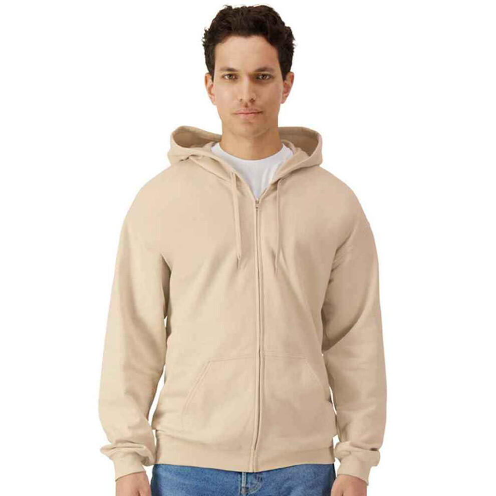 (M, Sand) Gildan Mens Softstyle Midweight Full Zip Hoodie