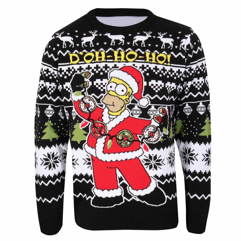 (S, Black/White/Red) The Simpsons Unisex Adult Homer Simpson Knitted Jumper