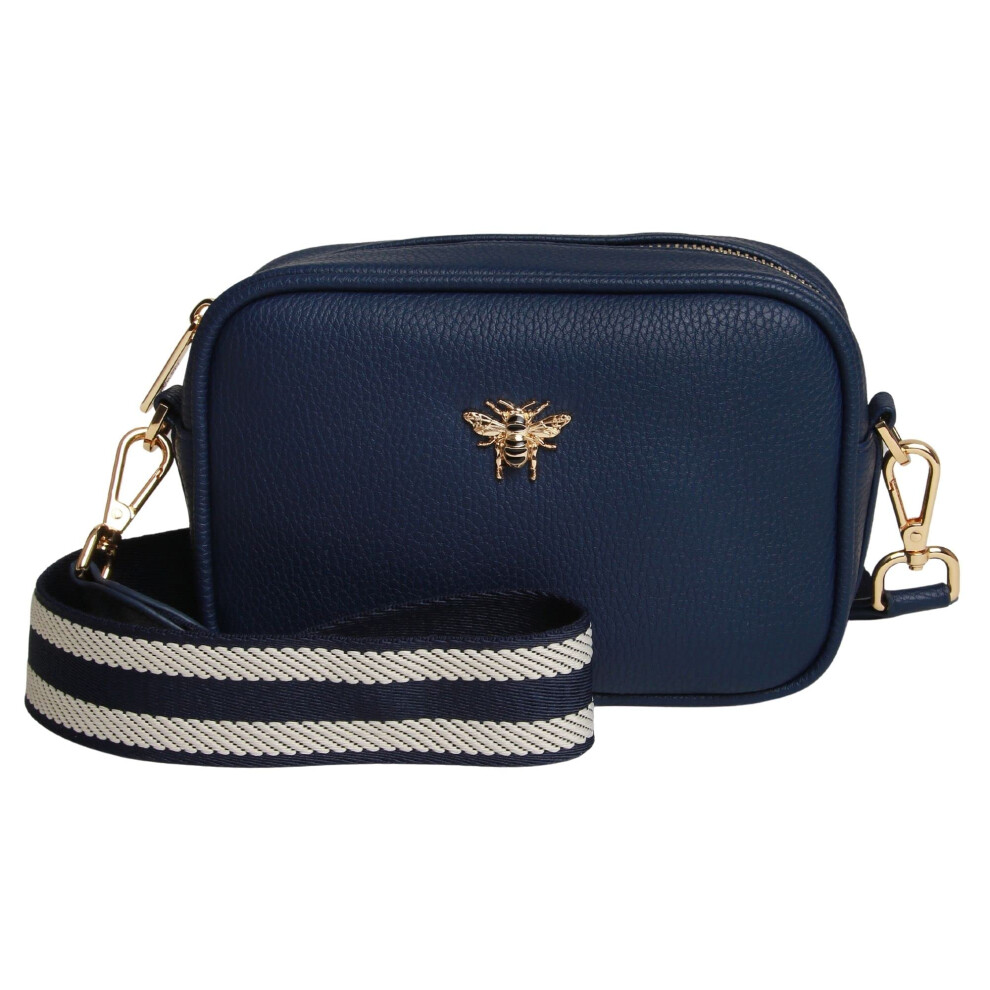 (Navy) Vegan Leather Mini Crossbody Bag -