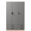 URBN Living (Oak & Grey) 3 Door 4 Drawer Wardrobe Storage Shelf Hanging Bedroom Modern Furniture 4