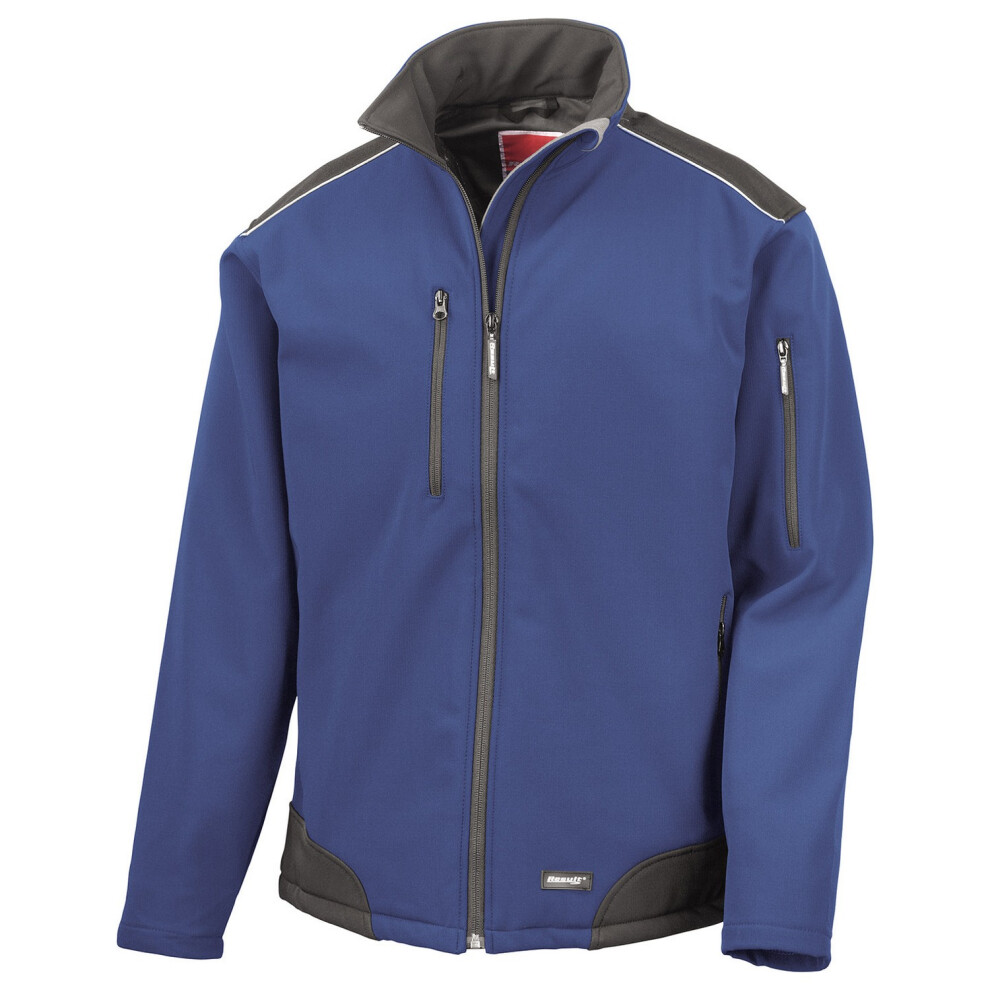 (L, Royal Blue/Black) WORK-GUARD by Result Unisex Adult Ripstop Soft Shell Jacket