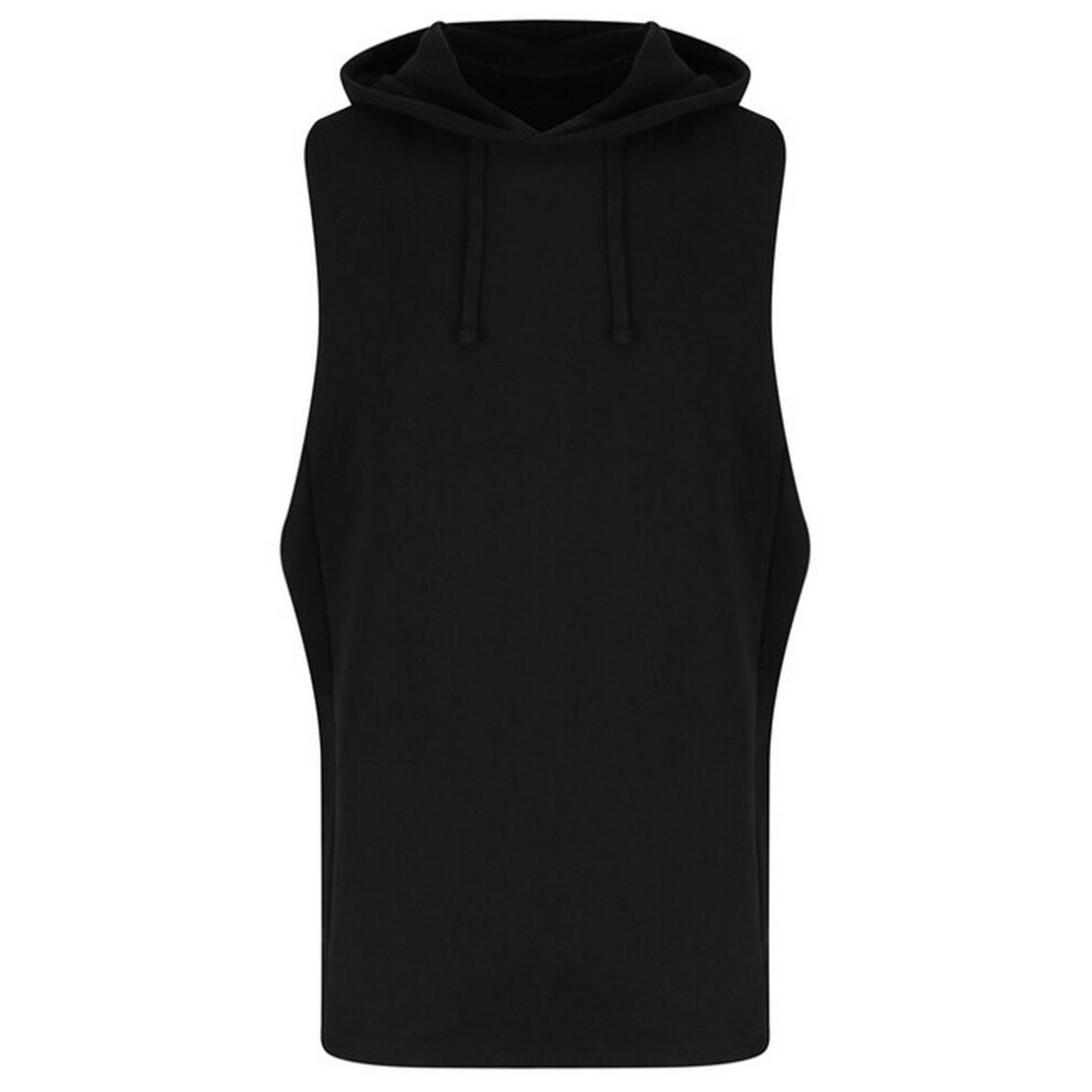 (S, Jet Black) AWDis Cool Mens Urban Sleeveless Hoodie
