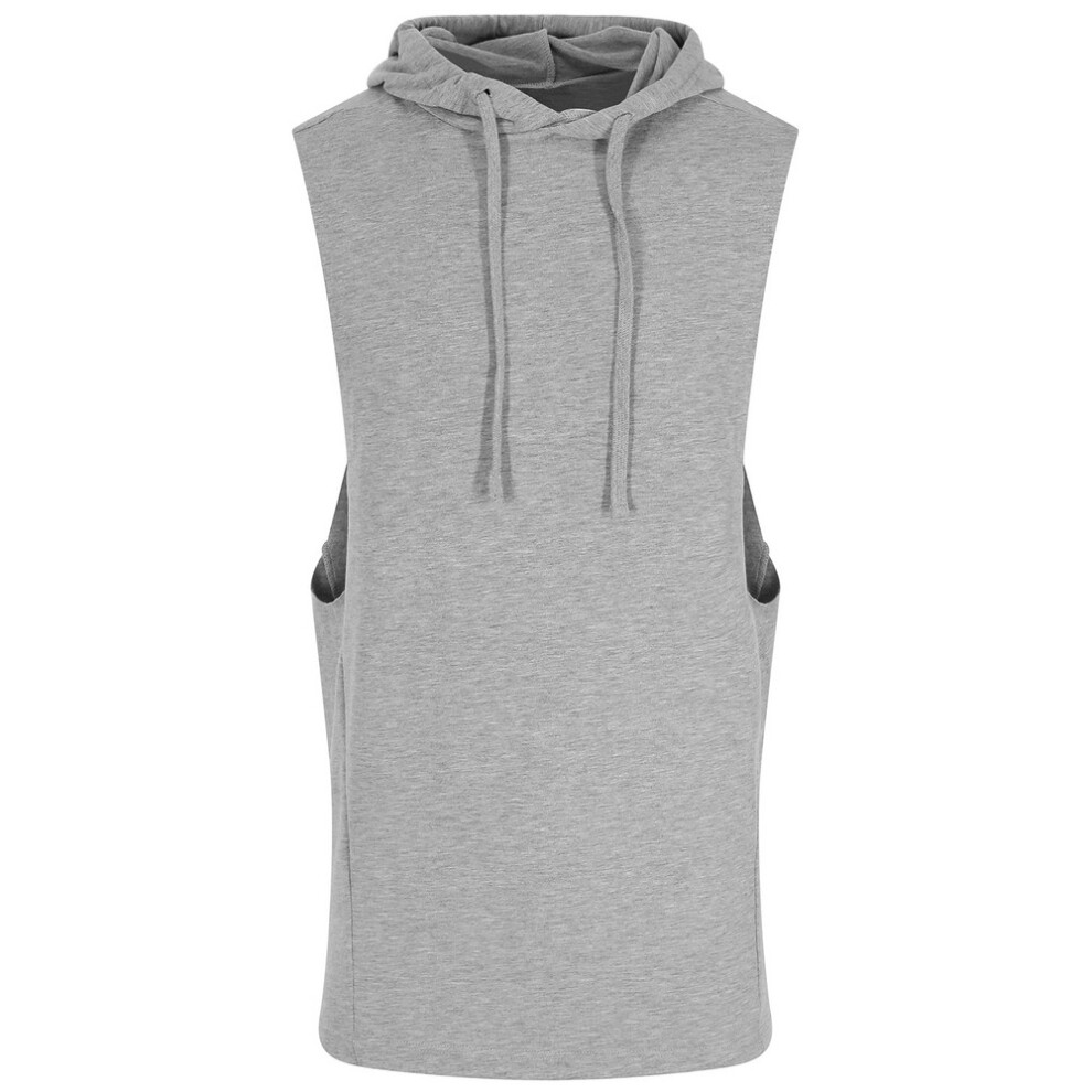(S, Sports Grey) AWDis Cool Mens Urban Sleeveless Hoodie