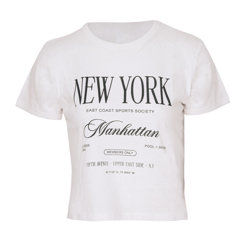 (XS, Tofu/Black) Brave Soul Womens/Ladies Buddy New York Baby Tee