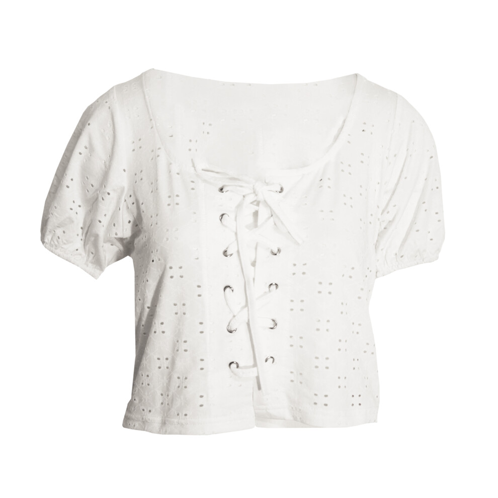 (L, White) Brave Soul Womens/Ladies Tessa Broderie Anglaise Lace-Through Top