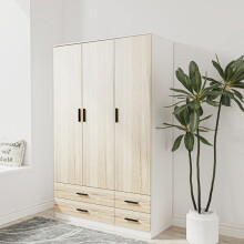 (White & Oak) 3 Door 4 Drawer Wardrobe Storage Shelf Hanging Bedroom Modern Furniture