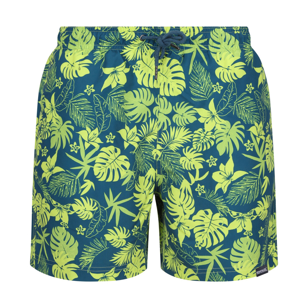 (S, Moroccan Blue) Regatta Mens Loras Hawaiian Swim Shorts