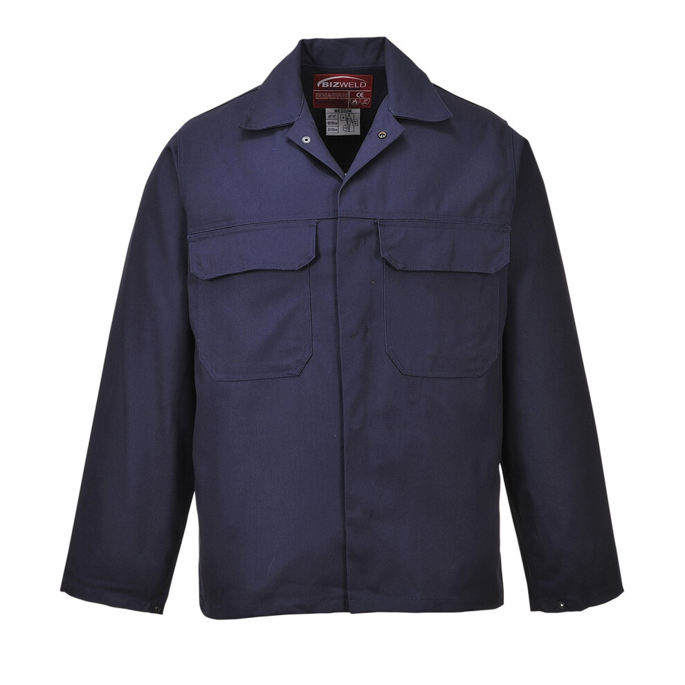 (L, Navy) Portwest Mens Bizweld Flame Resistant Jacket