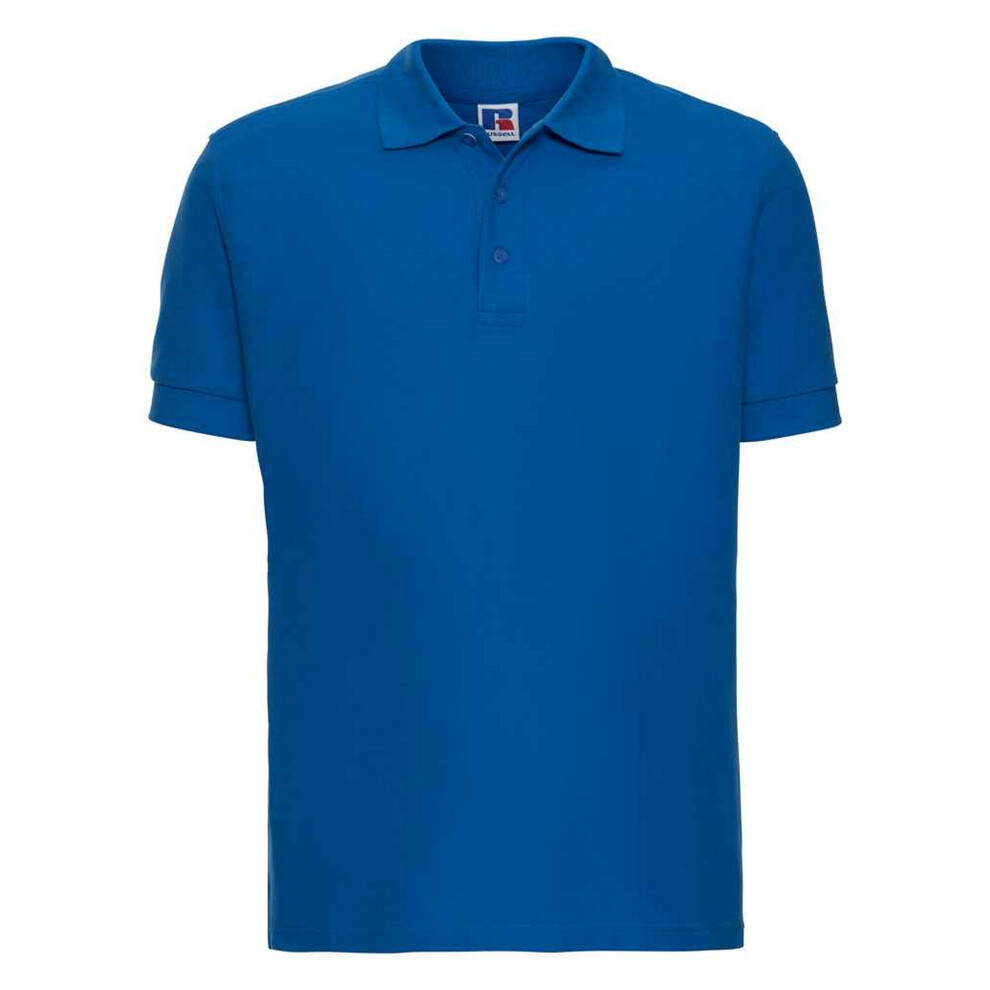 (L, Azure) Russell Mens Ultimate Cotton Pique Polo Shirt