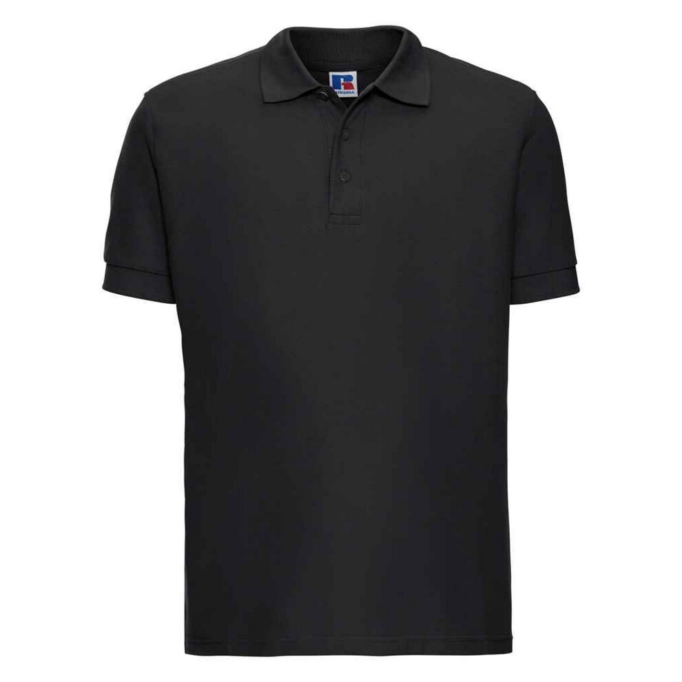 (4XL, Black) Russell Mens Ultimate Cotton Pique Polo Shirt