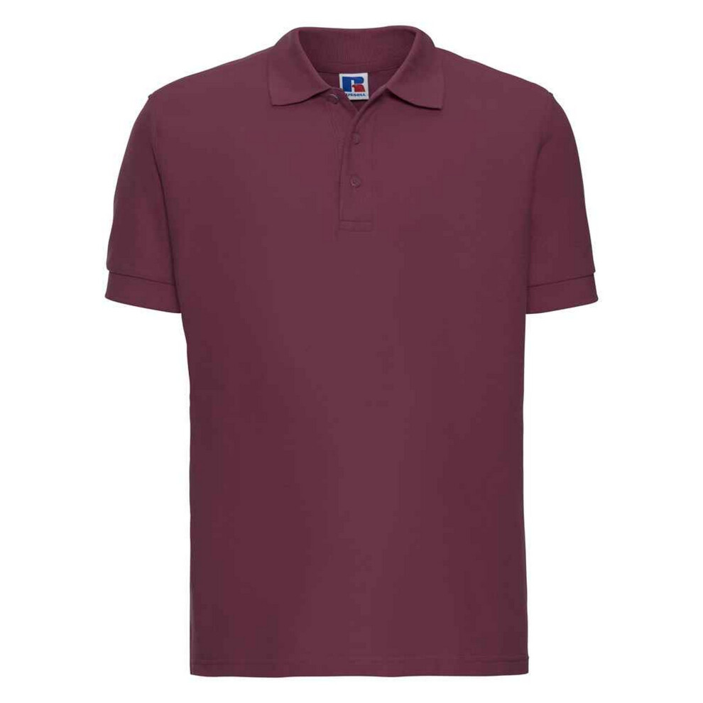 (XXL, Burgundy) Russell Mens Ultimate Cotton Pique Polo Shirt