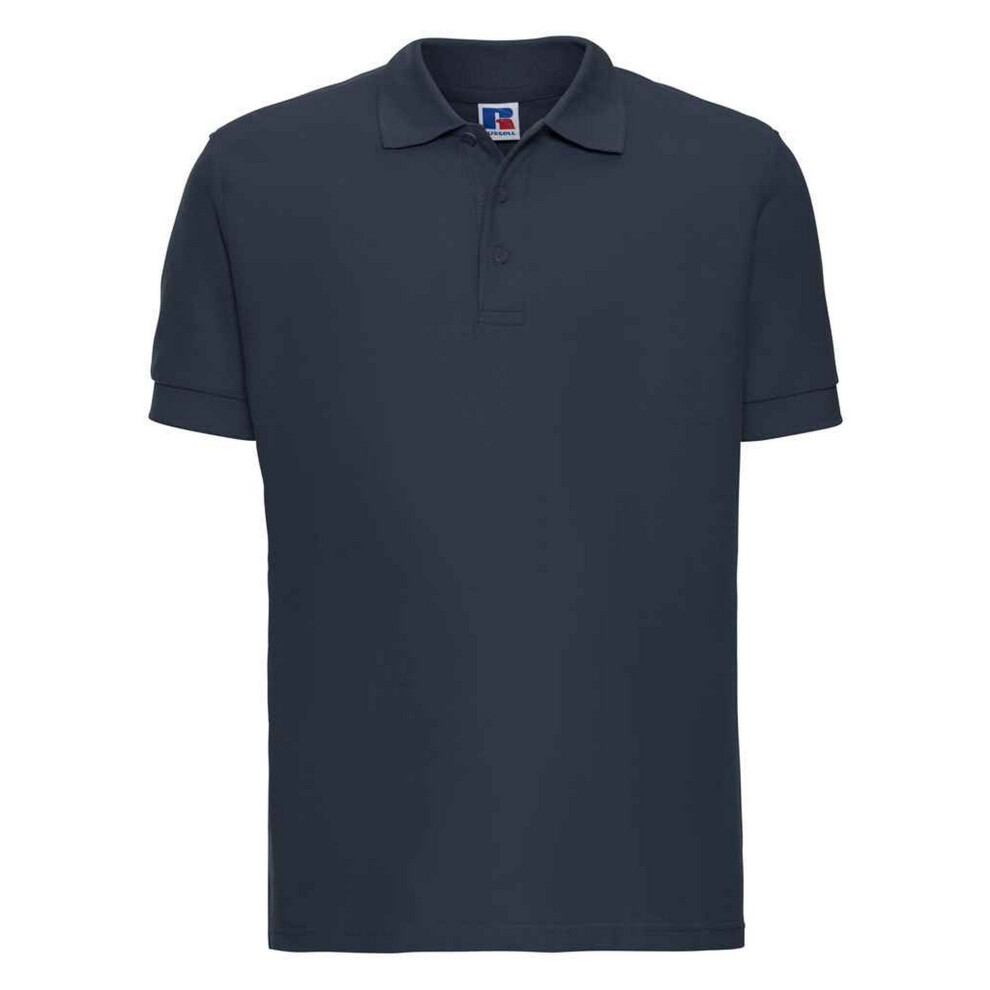 (L, French Navy) Russell Mens Ultimate Cotton Pique Polo Shirt