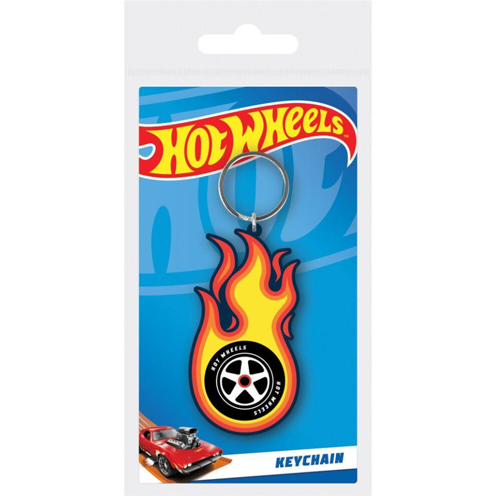 Hot Wheels Burning Tyre PVC Keyring