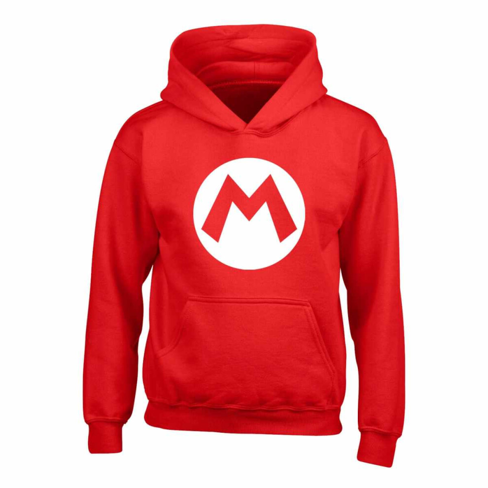 (9-11 Years, Red) Super Mario Childrens/Kids Mario Badge Hoodie
