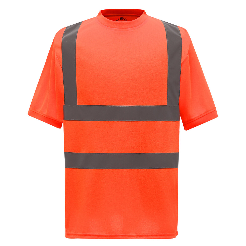 (6XL, Orange) Yoko Unisex Adult Hi-Vis Safety Short-Sleeved T-Shirt