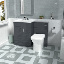 Nes Home 1100mm Freestanding Dark Grey Basin Vanity Unit & Back To Wall Toilet