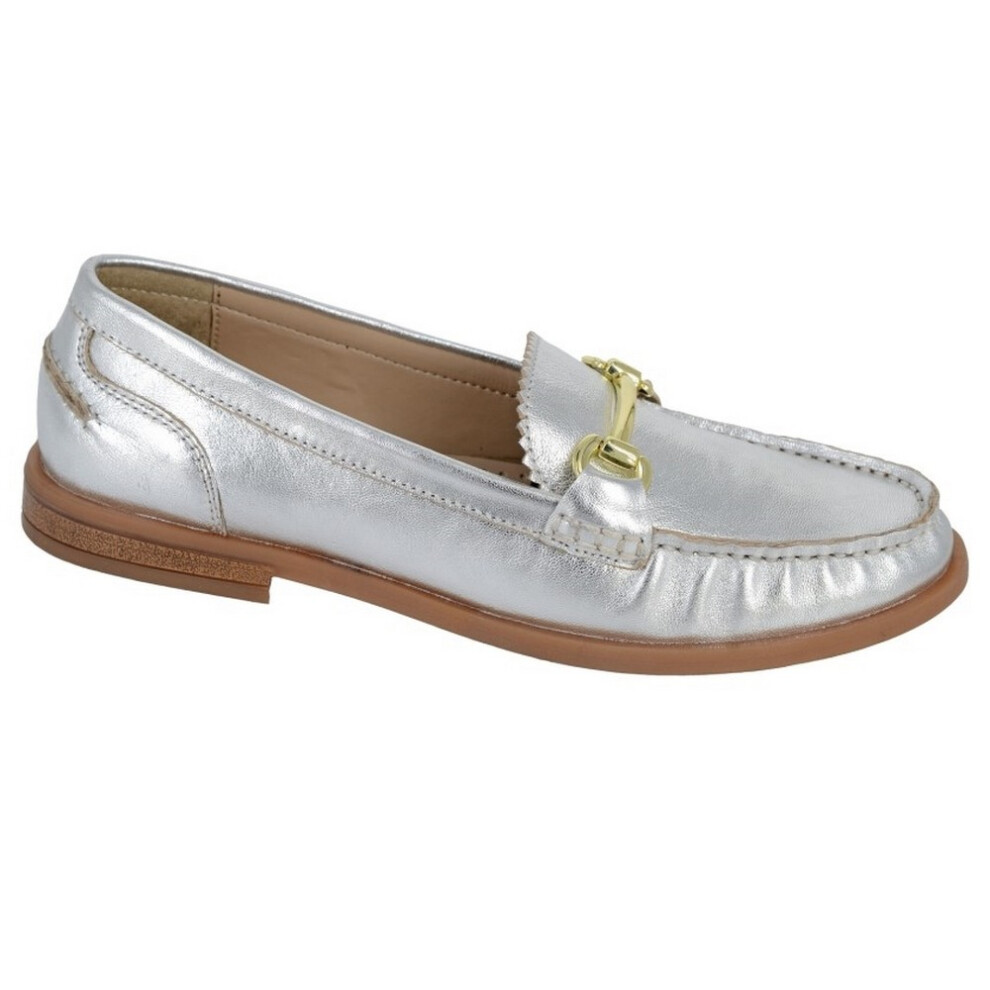 (6 UK, Silver) Cipriata Womens/Ladies Nicolosa Leather Saddle Loafers