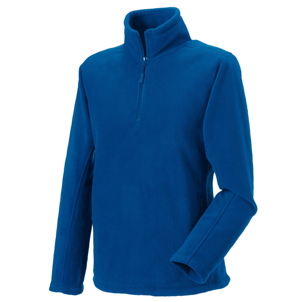 (S, Bright Royal Blue) Russell Mens Quarter Zip Fleece Top