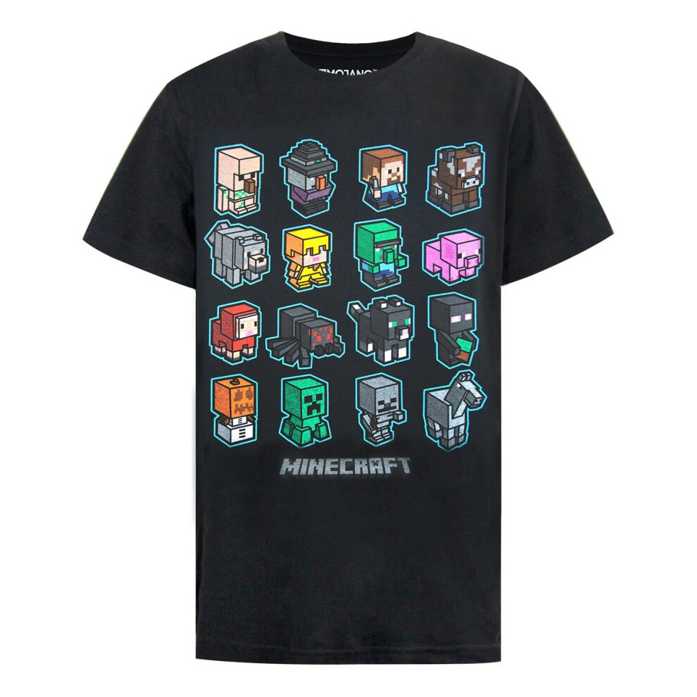 (7-8 Years, Black) Minecraft Childrens/Kids Mini Mob T-Shirt