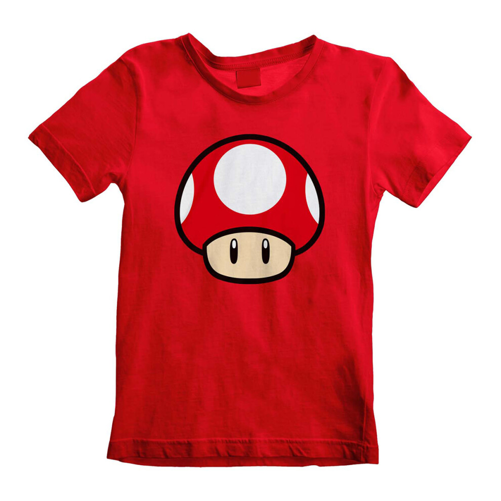 (3-4 Years, Red) Super Mario Childrens/Kids Power Up Mushroom T-Shirt