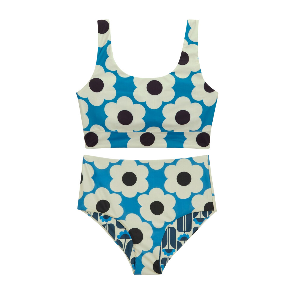 (14 UK, Blue/Navy) Regatta Womens/Ladies Orla Kiely Daisy & Tall Flowers Reversible Bikini Set