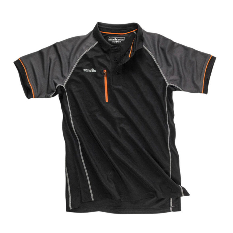 (M, Black) Scruffs Mens Trade Active Polo Shirt