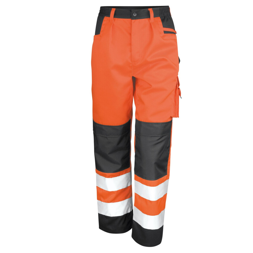 (L R, Orange) Result Core Unisex Adult Hi-Vis Safety Cargo Trousers