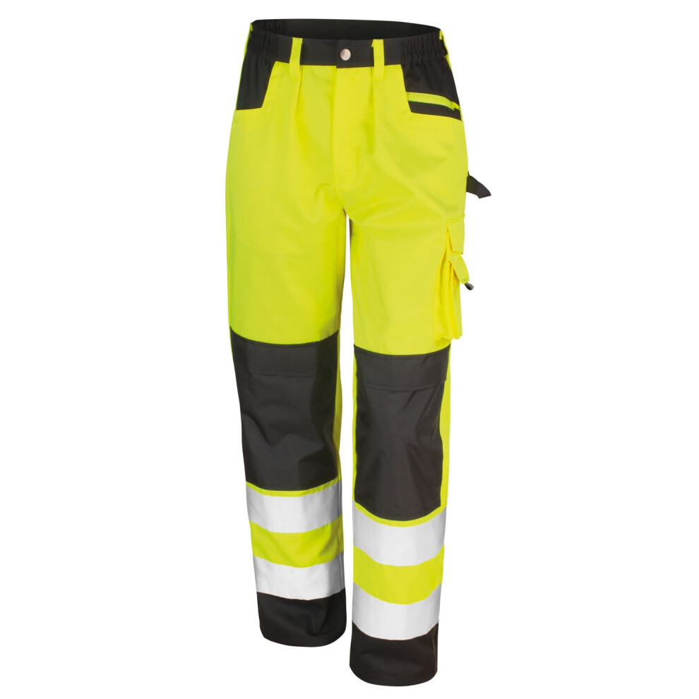 (L R, Yellow) Result Core Unisex Adult Hi-Vis Safety Cargo Trousers