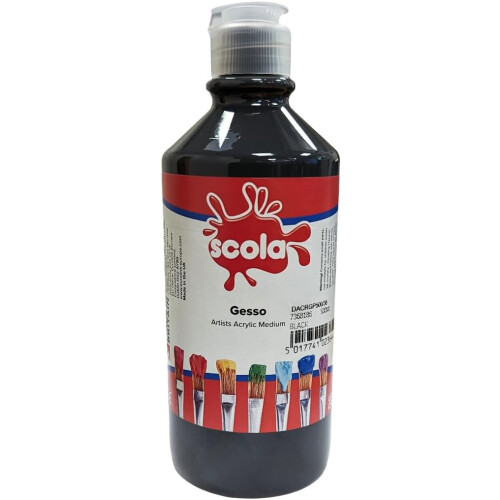 Scola Black Gesso Artists Acrylic Medium Surface Primer 500ml