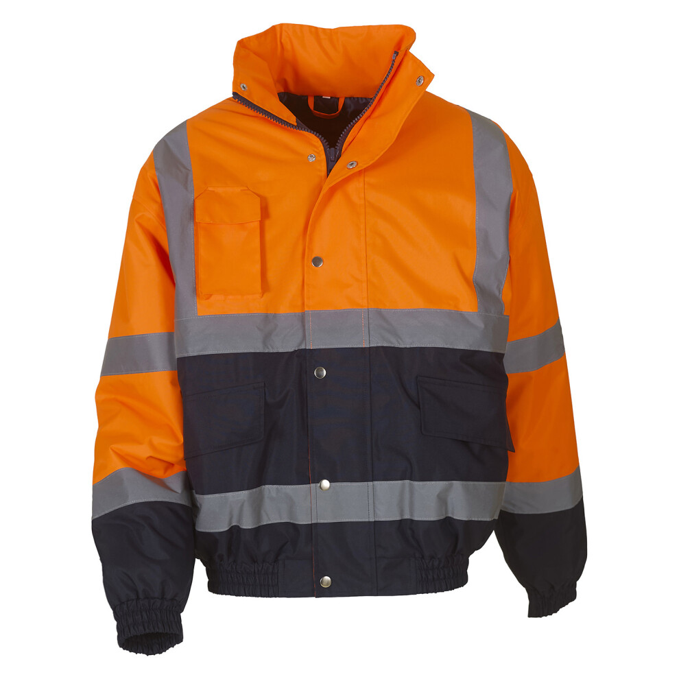 (M, Orange/Navy) Yoko Unisex Adult Two Tone High-Vis Bomber Jacket