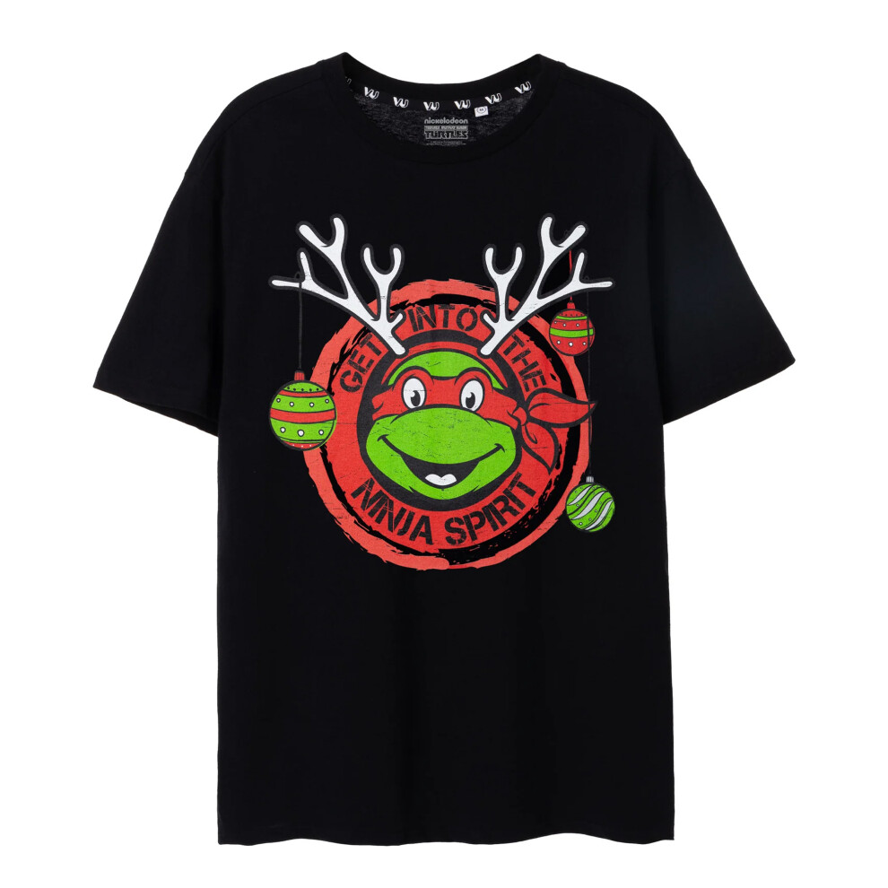 (S, Black) Teenage Mutant Ninja Turtles Mens Get Into The Ninja Spirit Short-Sleeved T-Shirt