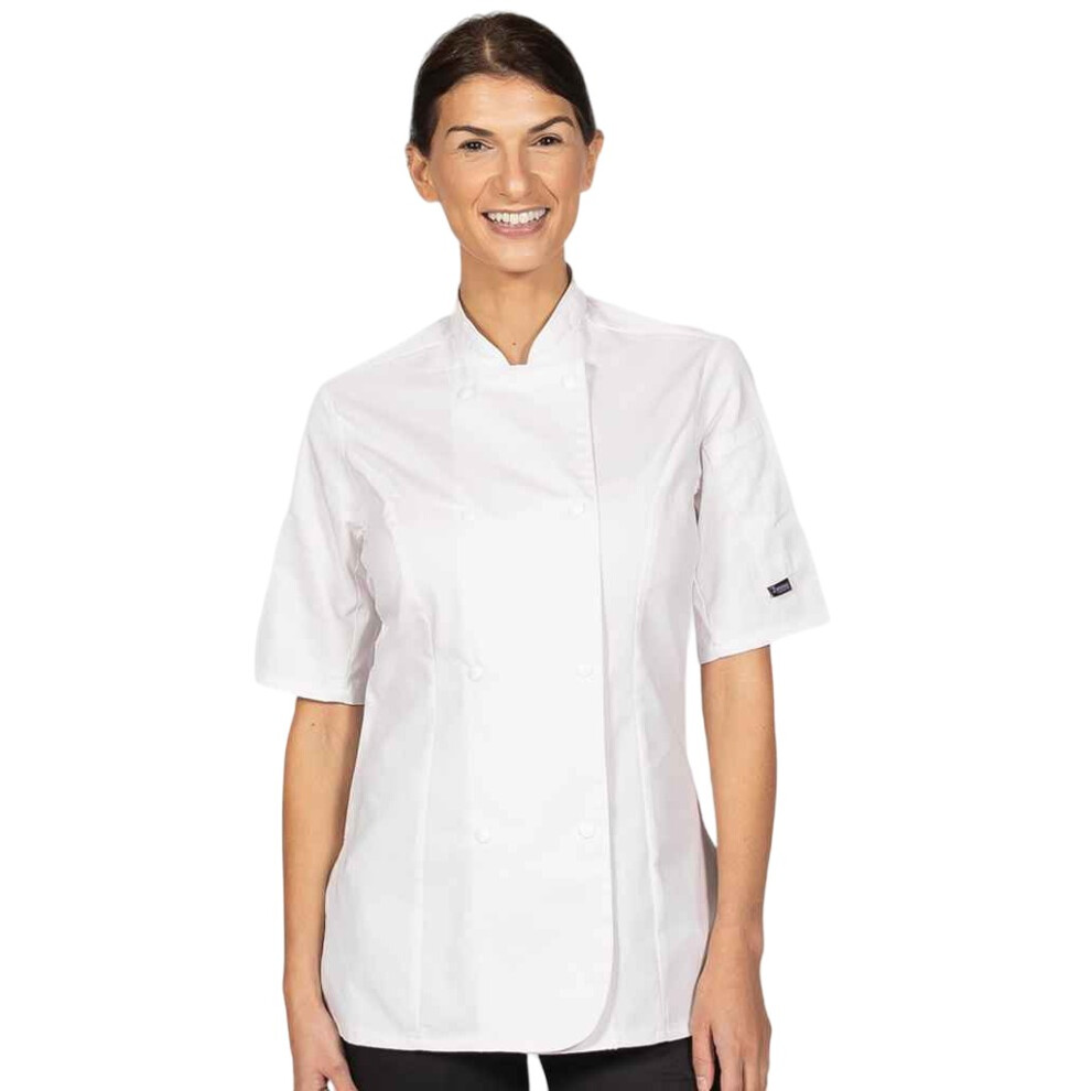 (L, White) Dennys Womens/Ladies Premium Short-Sleeved Chef Jacket-image-OPC-PF5YSC7-NEW