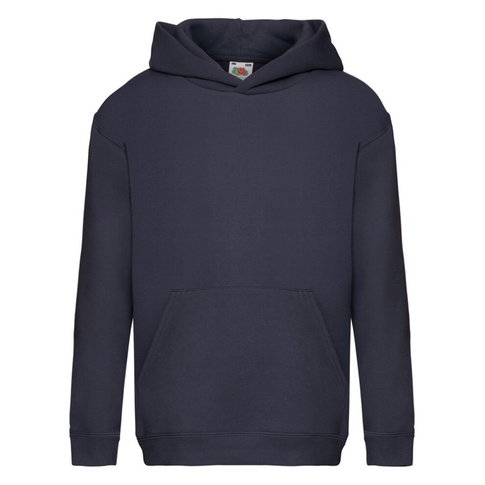 (14-15 Years, Deep Navy) Fruit of the Loom Childrens/Kids Premium Hooded Sweatshirt